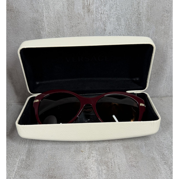 Versace Sunglasses Womens One Size Maroon Brown Cat Eye Crystal Italy Designer main image 13
